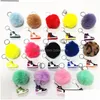 Designer Mini Sile 3D Sneaker Pompom Keychain Men Women Kids Key Ring Gift Shoes Keychains Handbag Chain Basketball Rabbit Hair Drop D DHRCP