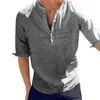 T-shirt da uomo da uomo con risvolto superiore camicia allentata quotidiana manica lunga in cotone abito corto aderente da uomo casual