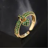 Mode coloré cubique zircone pavé réglage bijoux de mariage 2022 à la mode couleur or coeur breloque bague pour les femmes