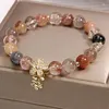 Charmarmband Koreansk stil färsk och härlig vind naturlig jordgubbkristallarmband för kvinnor Stone Gift Girl Jewelry