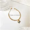 Vlinderarmband Gradiënthelling Dubbellaagse ketting Eenvoudig genereus vrouwelijk Fl-kleur Dierenbedel Hanger Bangle Drop Levering Dhymp