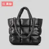 New Nine Palace Grid Down Cotton Tote Bag Women's Soft Space Cotton Suit Handbag Filled Cotton Shoulder Bag 231111