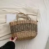 Evening Bags Summer Ladies Woven Tote Paper Rope Women Hand-Woven Contrast Color Fashion Elegant Handmade Casual Beach Vacation