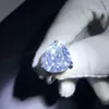 Clusterringen Luxe Dames 925 Zilveren Ring Blauw Zirkoon Liefde Hartvorm Mode Klassieke Sieraden Bruidshuwelijk