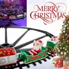 Estatuetas decorativas de trem de trem de Natal Toys Tree Decoration Frame Frame Ferroway With Soundlight Rail Gifts