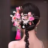 Hårklipp etnisk stil kinesisk klassisk brud tulpan hårnål pan huvudbonad set lätt eleganta bröllopstillbehör