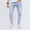 Jeans da uomo Moda uomo Streetwear Pantaloni slim fit effetto consumato Pantaloni da moto maschili da jogging Pantaloni skinny a matita in denim