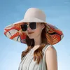 Szerokie czapki brzegowe dwie boki Summer Kobiet Buide Hat 18cm Duże rośliny Bawełniane słońce Światło oddychające na zewnątrz plażowe czapkę plażową