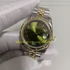Verkligt foto med låda kvinnors automatiska klockor damer 31mm 278273 gult guld stål olivgrön urtavla diamant vi slät ram mekaniska armbandsur klocka