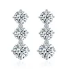 Boucles d'oreilles BOEYCJR 925 Argent 3 Pierres Conception 5mm / 5mm / 6mm Moissanite Total 3.6ct VVS Fine Jewelry Boucle D'oreille En Diamant Pour Les Femmes Cadeau