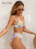 Women's Swimwear Underwire Top And High Waist Cheeky Bikini Set For Women Sexy V neck Two Pieces Swimsuit 2023 Beach Bathing Suits 230411