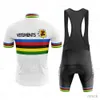 Cykeltröja sätter retro färgstänger Cycling Jersey Set Classical Bicycle Suit Cykel Kort ärm Män Bib Shorts Kläder Por Team Factory Gel 3M411