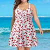 Maillots de bain pour femmes Plus Taille Maillots de bain pour femmes Deux pièces Couleurs mélangées Tankinis Taille haute Volant Conservateur Robe de bain Plage Baignade