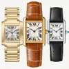 Luksusowe zegarki na czołg męskie designer dla kobiet mężczyzn skórzane zegarek na rękę kwarc Ruch Square Rose Gold Ladies Watches