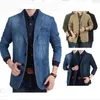 Men's Suits Blazers Mens Denim Blazer Male Suit Casual Pocket Work Jacket Fashion Jeans Blazers Loose Outerwear 231110