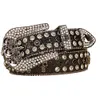 Tillverkning av designer Student Spike Diamond Belt Skull Buckles Pu Leather Black Belt Punk Cowboy Rhinestone Belt Men