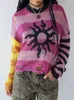 Women s Sweaters Sweater Contrast Striped Distressed Knit Pullovers Sunny Solstice Knitted Jumper Y2K Grunge Outfit 231110