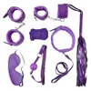 Jouets pour adultes 10 Pcsset Sexy Lingerie PU Cuir bdsm Bondage Set Menottes Footcuff Fouet Corde Bandeau Érotique Pour Les Couples 230411