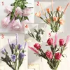 Decorative Flowers Artificial Rose Autumn Decoration Pink Wedding Home Fall Fake Flower Bouquet Craft Wreath Supplies