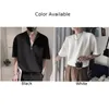 Camisa de camisa masculina camisa de zíper de zíper curta Músculo Casual Casual Blusa de férias