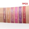 Lip Gloss 7PCS Metal Lipstick Makeup Long Lasting Waterproof Pearlescent Glaze Non-stick Cup Women