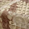 Chair Covers Brown Luxury Cotton & Linen Sofa Cover Pillow Case High Quality Jacquard Lace Slipcover Towel Single Slip Suit Sets