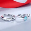 Band Rings Sweet Simple Irregular Green Leaves Couple Ring For Women Lover Silver Color Open Resizable Rings Romantic Wedding Jewelry P230411