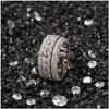 Paar ringen roteerbare Cubaanse ring mode hiphop sieraden heren goud sier hoogwaardige diamant ijs uit druppel levering dhgarden otwcg