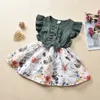 Sukienki dla dziewcząt Citgeett Summer 15 Years Baby Bowknot Flowers Print Ruffles Rękaw Kolan Patchwork Długość Aline 230410