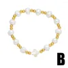 Bracelet perlé brin perles croix mode minimaliste polyvalent tissé à la main extensible bohème perle de riz