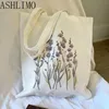 Sacos de compras saco flor lona bolsa ombro lavanda rosa jardim ambientalmente amigável reutilizável escola bonito 231110