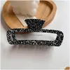 Hårklämmor Barrettes Nya anlände Retro Simple Rectangar Hollow Out Shark Clipacacetate Leopard Print Hair Claw for Drop Del Dhgarden Dhwp9