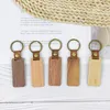Populaire Plain Blank Keychain Portable Straps Luxury Pu Leather Keyring Promotion Souvenir Gift Walnut Wood Laser Gravure Promotional Keychains Metal Keyrings
