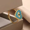 Band Rings GATTVICT Geometric Engraving Evil Eye Heart Shape Open Rings For Women Fashion Rectangle Turkey Lucky Joints Rings Men Jewelry P230411