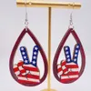 Bengelen kroonluchter nieuwe onafhankelijkheidsdag houten oorbellen vlinder kat klauw lippen uitsparend Amerikaanse vlag kleurdruppel hanger oorring geschenk groothandel z0411