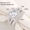 Con Pietre Laterali she 2 Pz Fedi Nuziali Vintage Set Solido Argento Sterling 925 4Ct Princess Cut AAAAA CZ Anello di Fidanzamento per Donna Nuziale 230410