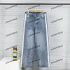 xinxinbuy men women designer pant sideリボンストライプポケットデニム1854春夏パンツブラックブルーグレーxs-2xl