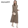 Damen Wollmischungen MonaAiYi Runway Fashion Designer Mantel Bird Lattice SingleBreasted Metal Lion Buttons High Street Khaki Coat 2023 231110