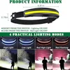 헤드 램프 슈퍼 브라이트 LED 헤드 램프 헤드 라이트 캠핑 런 하이킹 낚시 낚시 낚시 낚시가 가능한 코브 홍수 조명 휴대용 헤드 램프 P230411