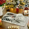 Servet Linnen Kerst Placemat Kerstboom Sneeuwpop Print Eetmat Koffiekopje Pad Anti-Vuile Navidad Woondecoratie