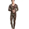 Mäns sömnkläder Shino Cotton Men Thermal Set Underwear Wild Leopard Print Suit Fortsätt värma långa Johns byxor Skjorta Vinter M-XL