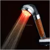 Andra kranar duschar ACCS Duschhuvud LED Temperatur Sprayhuvuden RGB 7 Colorf Light Water Bath Badrum Filtrering 4140 Drop de Dhkcy