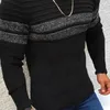 Men's Sweaters Men Autumn Winter Stripes Splicing Sweater Casual Slim Fit Knitted Tops O-neck Long Sleeve Color-Blocked Pullover Knitwear