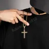 Collar con colgante de cruz de Hip Hop, joyería religiosa ostentosa, Zirconia cúbica completa, regalo para hombres y mujeres