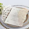 Cartões de felicitações 50pcs Glitter Paper Laser Cut Invitations Casamento