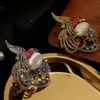 Brooches Vintage Rhinestone Fire Bird Lapel Pins Phoenix Accessories Coat Sweater Clothing Animal Opal Brooch For Women Party Jewelry