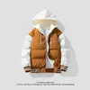 Mens Down Parkas Cotton Coat Winter Fashion Thickened Hooded Fake Two Piece Warm Loose Jacket Sporty Style 231110