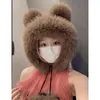 Berets Imitation Mink Hair Plush Hat للنساء AuRumn Winter في الهواء الطلق الإكسسوارات الدفء السميكة POM-POM حماية الأذن