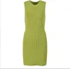 322 2023 Runway Dress Spring Summer Dress Brand Same Style Empire Crew Neck Sleeveless Green Womens Dress Fashion yl