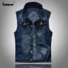 Heren Vesten Ladiguard Plus Size 5xl 6xl Mannen Denim Jassen Mouwloze Multipockets Jean Vest Tops Sexy Gat Gescheurde Jeans Jas 231110